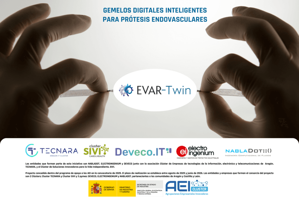 Hands holding a medical device for "Intelligent Digital Twins" project EVAR-Twin.