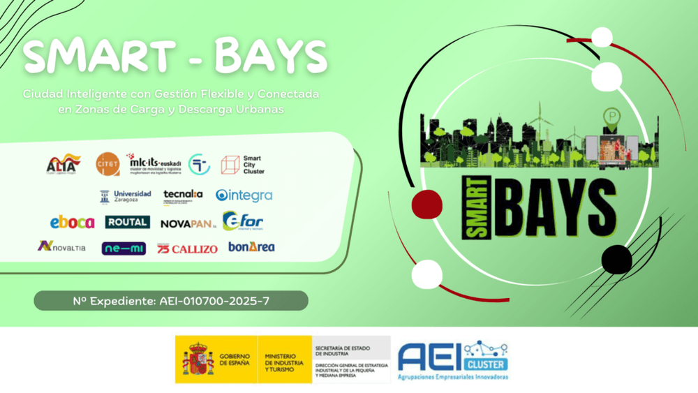SMART - BAYS project banner showing smart city logistics and supporting partner logos.
